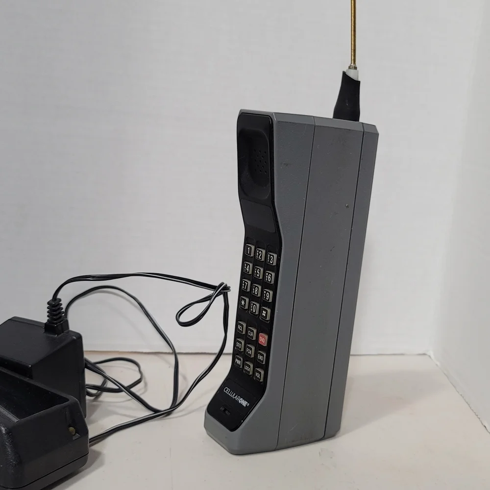 Vintage Cellular One Brick Phone With Charger.